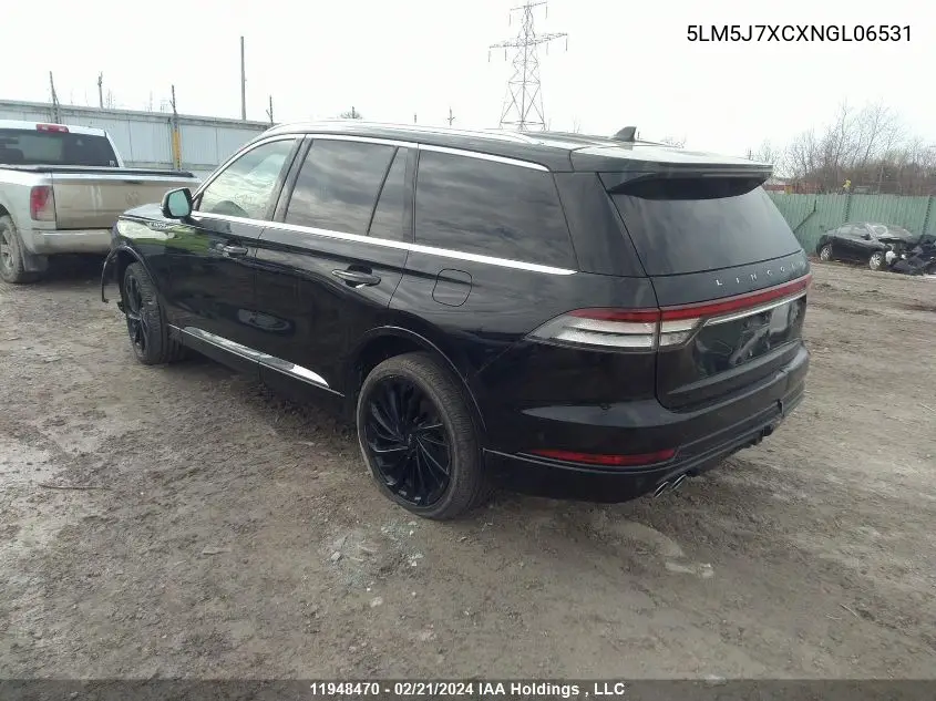 2022 Lincoln Aviator Reserve VIN: 5LM5J7XCXNGL06531 Lot: 11948470