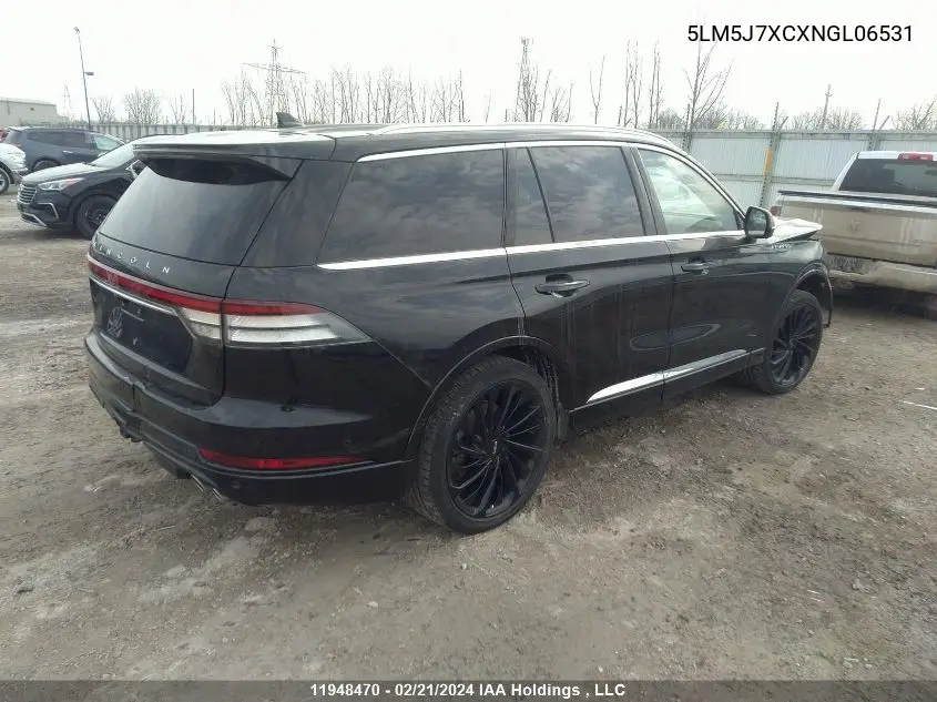 2022 Lincoln Aviator Reserve VIN: 5LM5J7XCXNGL06531 Lot: 11948470