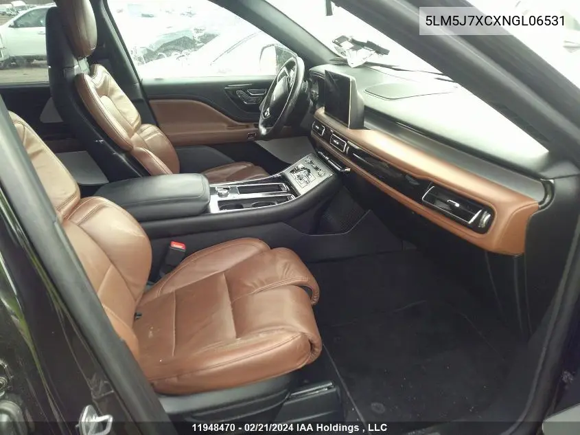 2022 Lincoln Aviator Reserve VIN: 5LM5J7XCXNGL06531 Lot: 11948470