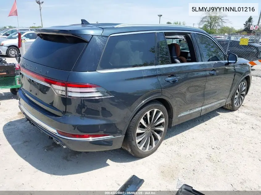 2022 Lincoln Aviator Black Label Grand Touring VIN: 5LMYJ9YY1NNL01216 Lot: 42225507