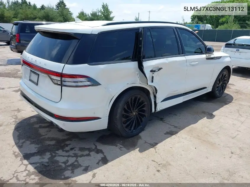 2022 Lincoln Aviator Reserve VIN: 5LM5J7XC3NGL13112 Lot: 42502026