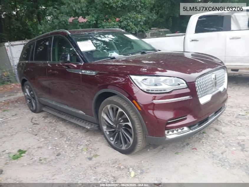 2022 Lincoln Aviator Reserve VIN: 5LM5J7XC6NGL03206 Lot: 42605397