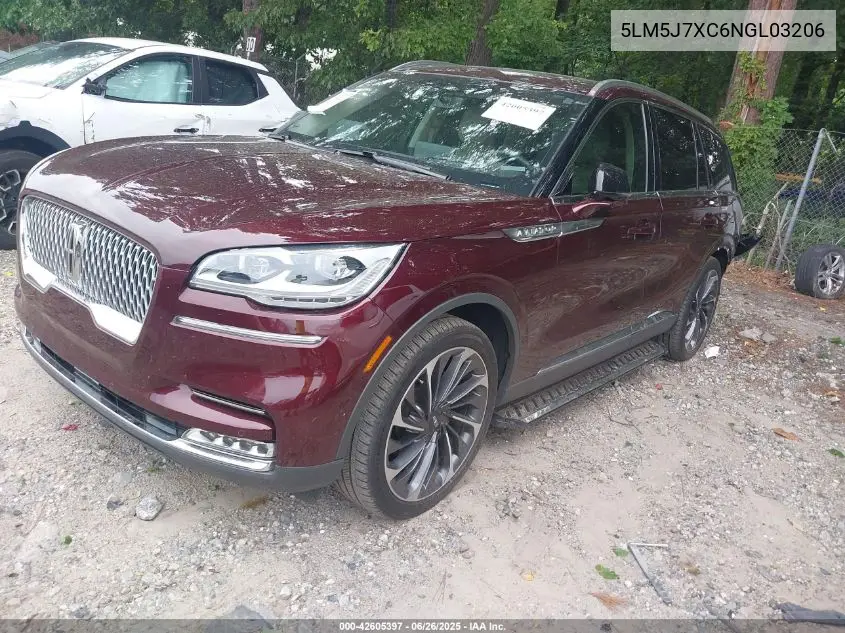 2022 Lincoln Aviator Reserve VIN: 5LM5J7XC6NGL03206 Lot: 42605397