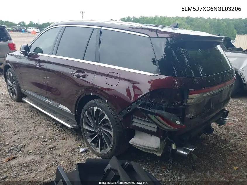 2022 Lincoln Aviator Reserve VIN: 5LM5J7XC6NGL03206 Lot: 42605397