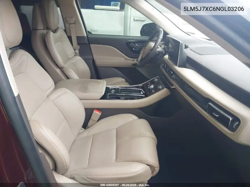 2022 Lincoln Aviator Reserve VIN: 5LM5J7XC6NGL03206 Lot: 42605397