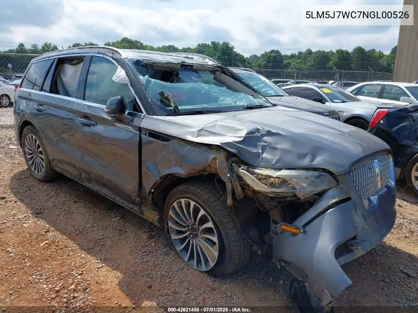 2022 Lincoln Aviator Reserve VIN: 5LM5J7WC7NGL00526 Lot: 42621456
