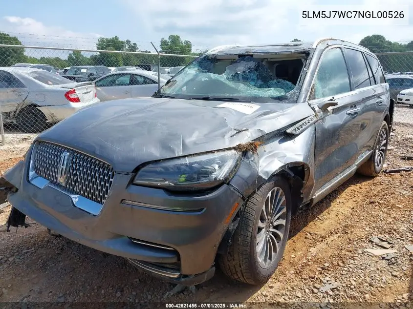 2022 Lincoln Aviator Reserve VIN: 5LM5J7WC7NGL00526 Lot: 42621456