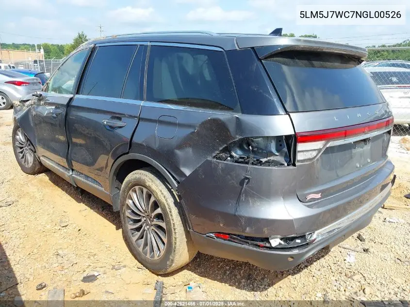 2022 Lincoln Aviator Reserve VIN: 5LM5J7WC7NGL00526 Lot: 42621456