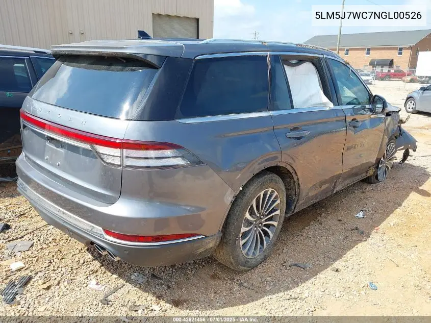 2022 Lincoln Aviator Reserve VIN: 5LM5J7WC7NGL00526 Lot: 42621456
