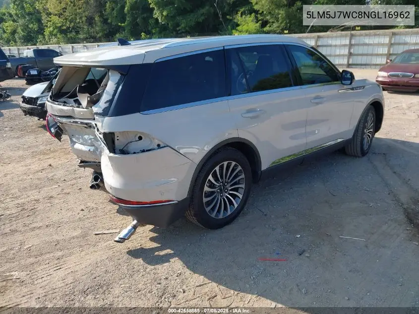 2022 Lincoln Aviator Reserve VIN: 5LM5J7WC8NGL16962 Lot: 42658865