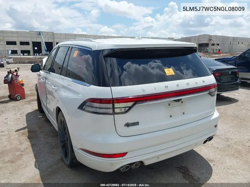 2022 Lincoln Aviator Reserve VIN: 5LM5J7WC5NGL08009 Lot: 42720562