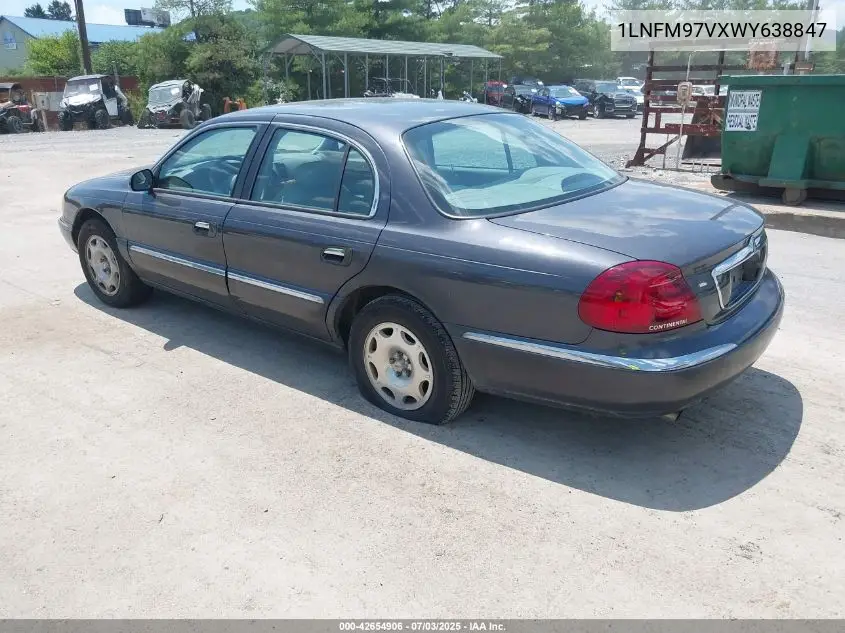 1998 Lincoln Continental VIN: 1LNFM97VXWY638847 Lot: 42654906
