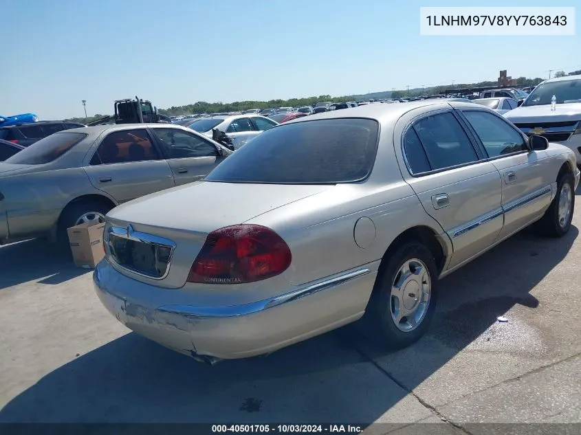 2000 Lincoln Continental VIN: 1LNHM97V8YY763843 Lot: 40501705