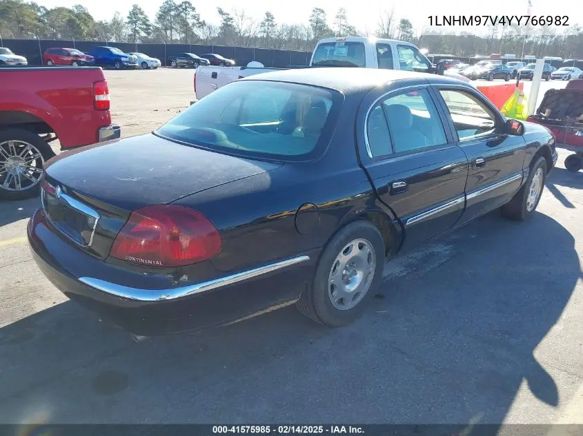 2000 Lincoln Continental VIN: 1LNHM97V4YY766982 Lot: 41575985