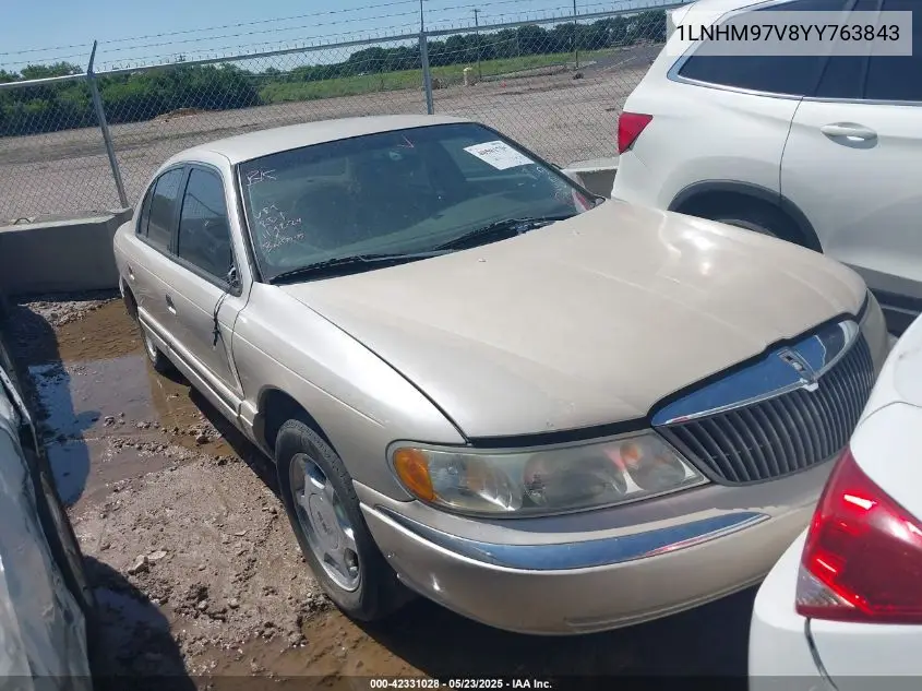 2000 Lincoln Continental VIN: 1LNHM97V8YY763843 Lot: 42331028