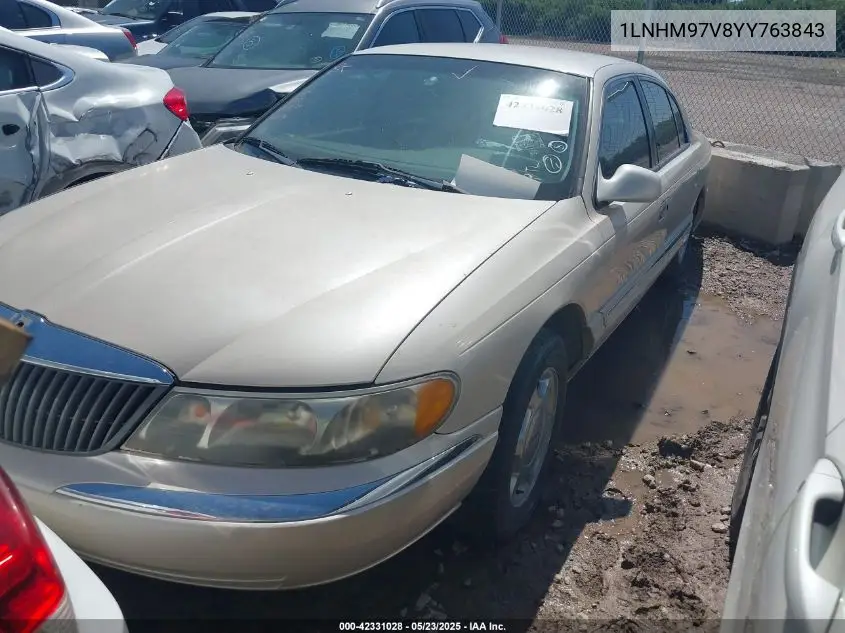2000 Lincoln Continental VIN: 1LNHM97V8YY763843 Lot: 42331028