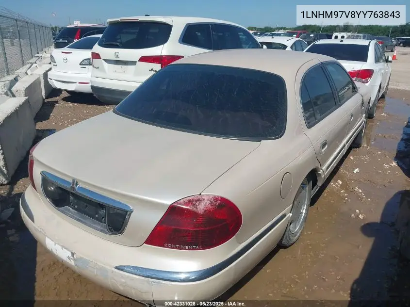 2000 Lincoln Continental VIN: 1LNHM97V8YY763843 Lot: 42331028