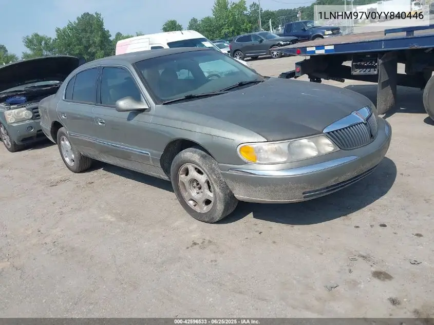 2000 Lincoln Continental VIN: 1LNHM97V0YY840446 Lot: 42596533