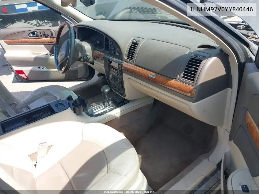 2000 Lincoln Continental VIN: 1LNHM97V0YY840446 Lot: 42596533
