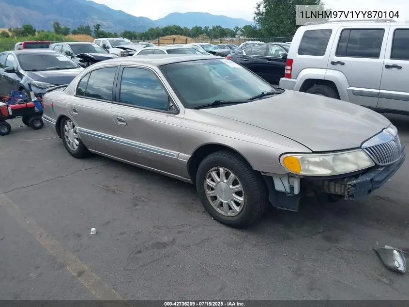 2000 Lincoln Continental VIN: 1LNHM97V1YY870104 Lot: 42736209