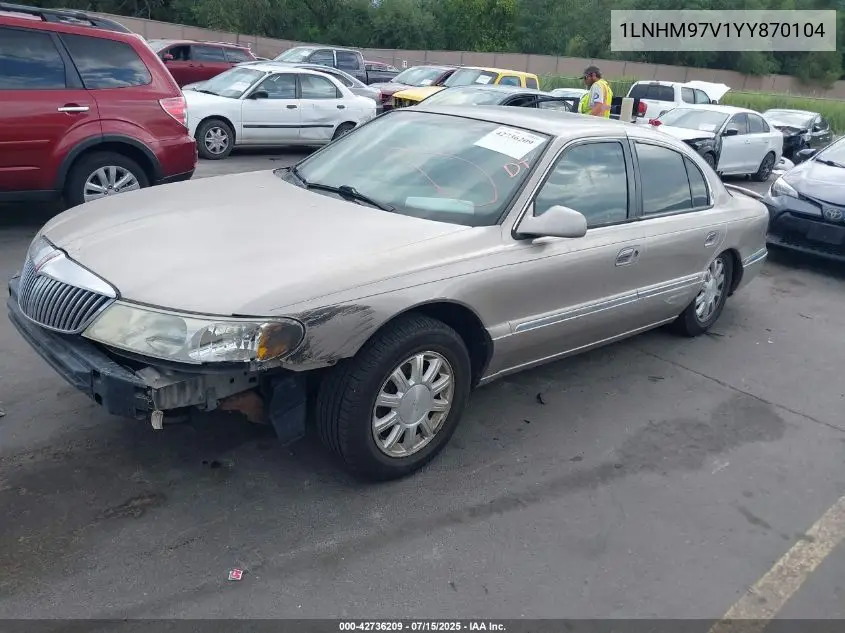 2000 Lincoln Continental VIN: 1LNHM97V1YY870104 Lot: 42736209