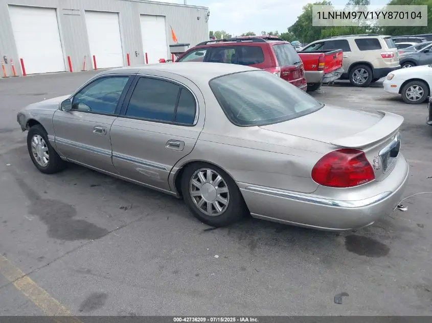 2000 Lincoln Continental VIN: 1LNHM97V1YY870104 Lot: 42736209