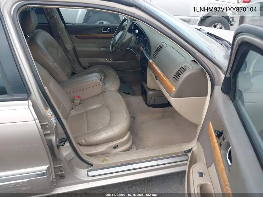 2000 Lincoln Continental VIN: 1LNHM97V1YY870104 Lot: 42736209