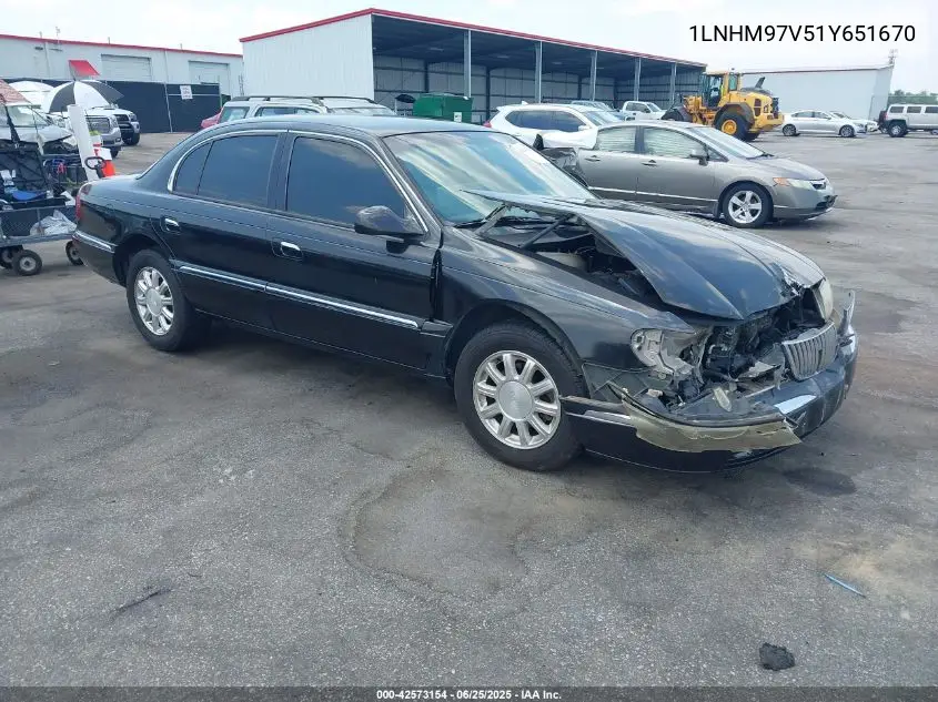 2001 Lincoln Continental VIN: 1LNHM97V51Y651670 Lot: 42573154