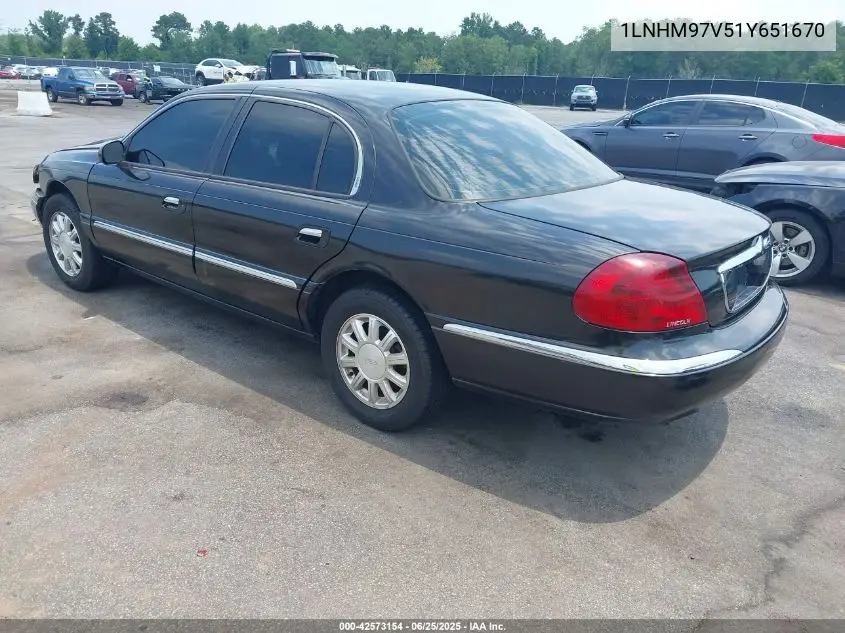 2001 Lincoln Continental VIN: 1LNHM97V51Y651670 Lot: 42573154