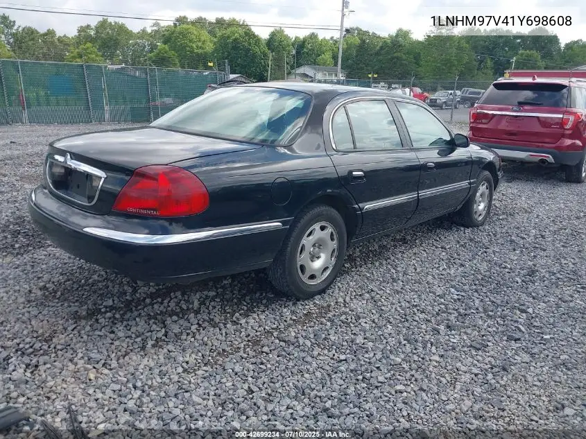 2001 Lincoln Continental VIN: 1LNHM97V41Y698608 Lot: 42699234