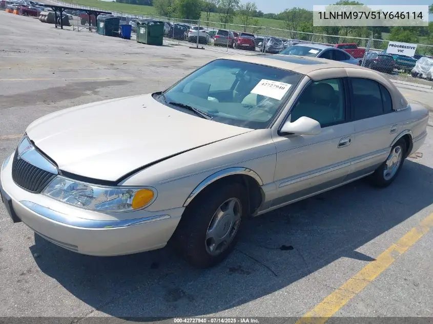 2001 Lincoln Continental VIN: 1LNHM97V51Y646114 Lot: 42727940