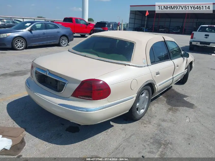 2001 Lincoln Continental VIN: 1LNHM97V51Y646114 Lot: 42727940