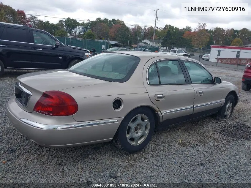 2002 Lincoln Continental VIN: 1LNHM97V72Y600916 Lot: 40601855