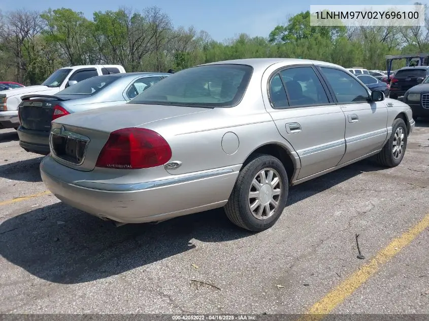 2002 Lincoln Continental VIN: 1LNHM97V02Y696100 Lot: 42052022
