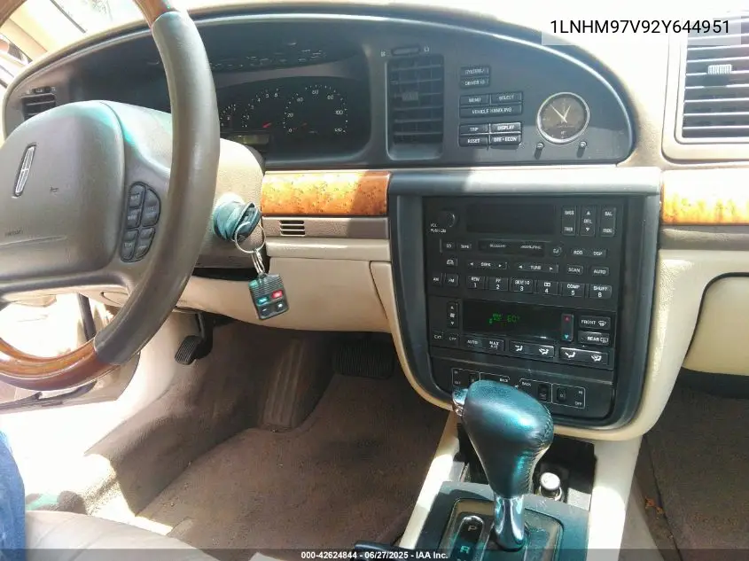 2002 Lincoln Continental Driver Select System/W/Luxury Appearance/W/Personal Security VIN: 1LNHM97V92Y644951 Lot: 42624844