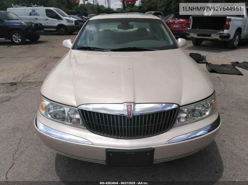 2002 Lincoln Continental Driver Select System/W/Luxury Appearance/W/Personal Security VIN: 1LNHM97V92Y644951 Lot: 42624844