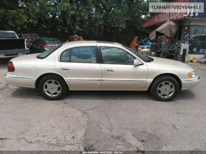2002 Lincoln Continental Driver Select System/W/Luxury Appearance/W/Personal Security VIN: 1LNHM97V92Y644951 Lot: 42624844