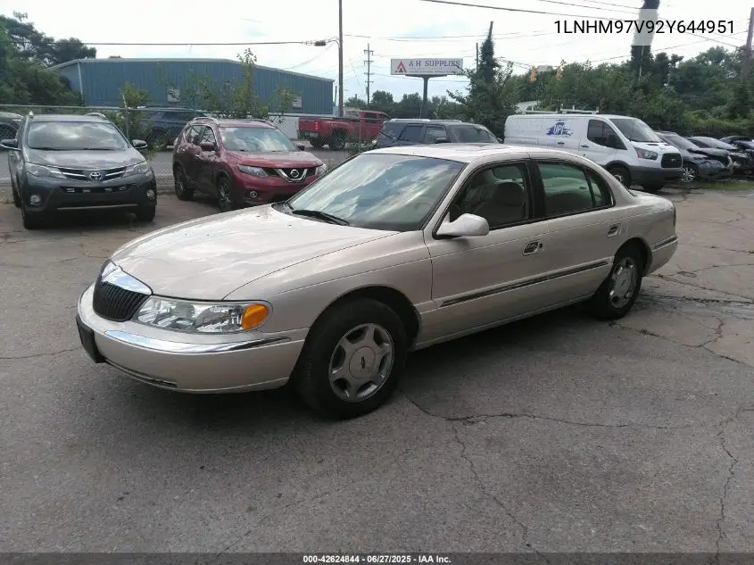 2002 Lincoln Continental Driver Select System/W/Luxury Appearance/W/Personal Security VIN: 1LNHM97V92Y644951 Lot: 42624844