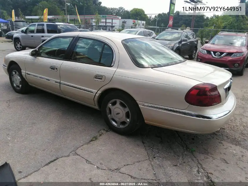 2002 Lincoln Continental Driver Select System/W/Luxury Appearance/W/Personal Security VIN: 1LNHM97V92Y644951 Lot: 42624844