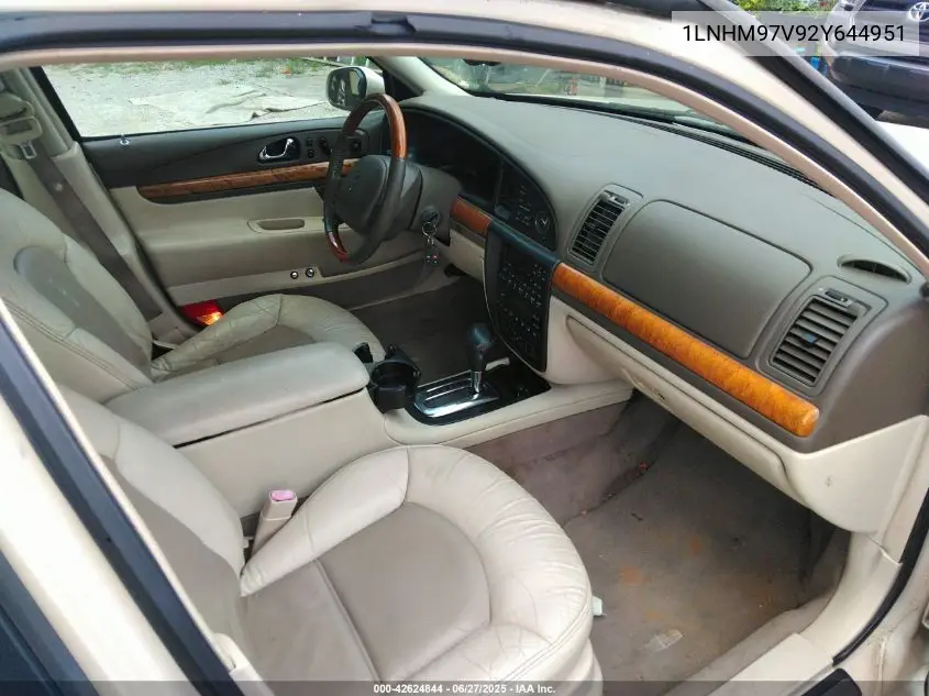 2002 Lincoln Continental Driver Select System/W/Luxury Appearance/W/Personal Security VIN: 1LNHM97V92Y644951 Lot: 42624844