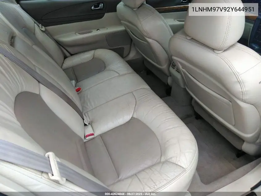 2002 Lincoln Continental Driver Select System/W/Luxury Appearance/W/Personal Security VIN: 1LNHM97V92Y644951 Lot: 42624844