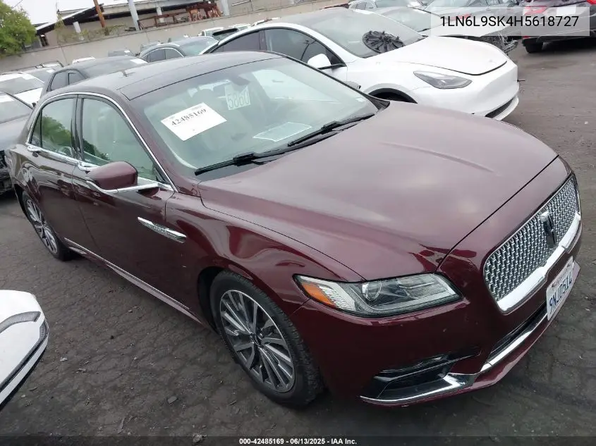 2017 Lincoln Continental Select VIN: 1LN6L9SK4H5618727 Lot: 42485169