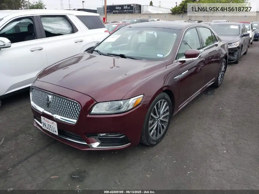 2017 Lincoln Continental Select VIN: 1LN6L9SK4H5618727 Lot: 42485169