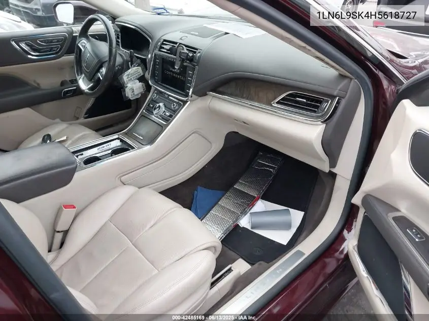 2017 Lincoln Continental Select VIN: 1LN6L9SK4H5618727 Lot: 42485169