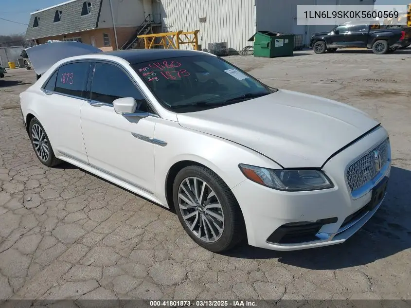 2019 Lincoln Continental Select VIN: 1LN6L9SK0K5600569 Lot: 41801873