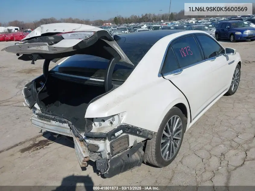2019 Lincoln Continental Select VIN: 1LN6L9SK0K5600569 Lot: 41801873