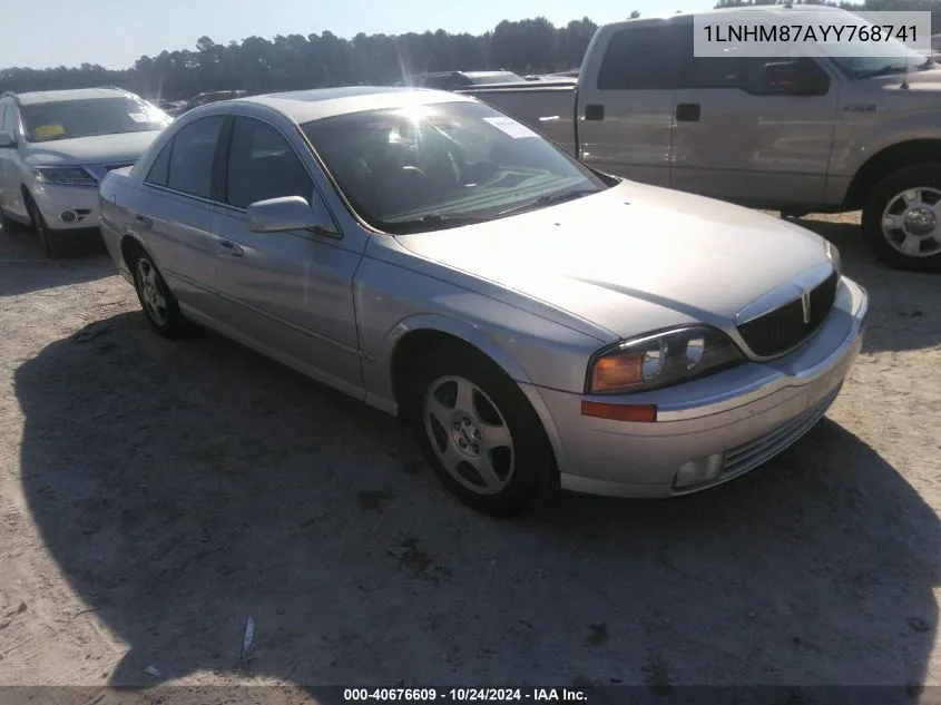 2000 Lincoln Ls VIN: 1LNHM87AYY768741 Lot: 40676609