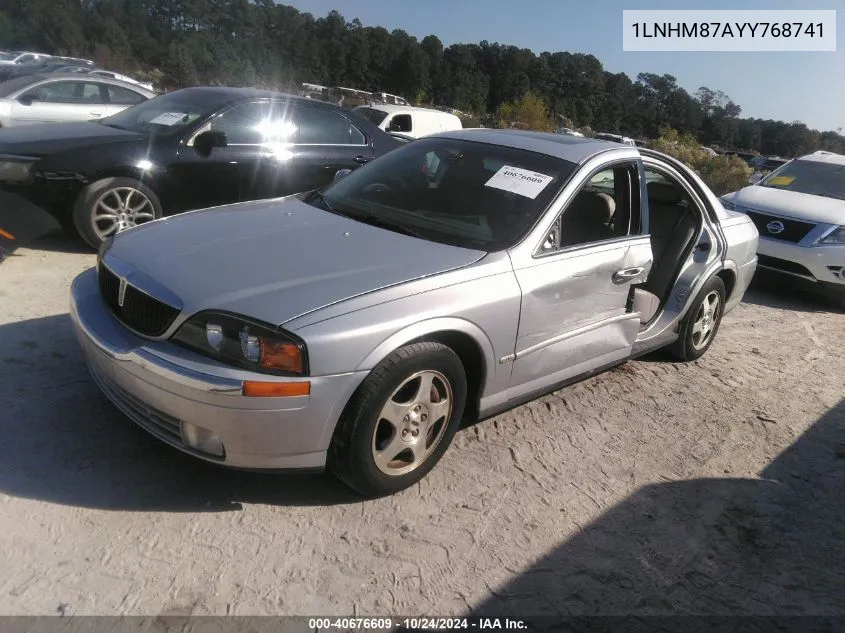 2000 Lincoln Ls VIN: 1LNHM87AYY768741 Lot: 40676609