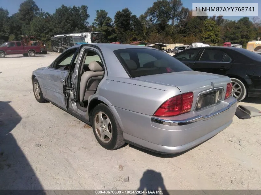 2000 Lincoln Ls VIN: 1LNHM87AYY768741 Lot: 40676609