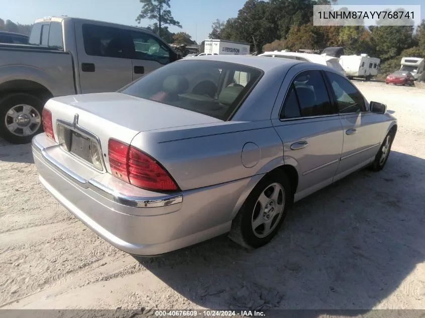2000 Lincoln Ls VIN: 1LNHM87AYY768741 Lot: 40676609